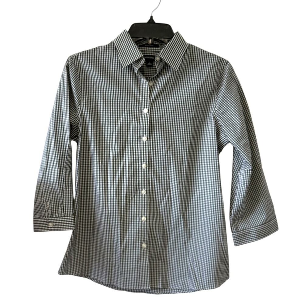 NWT Lands’ End No Iron Supima Gingham Button-Down Shirt Size 2